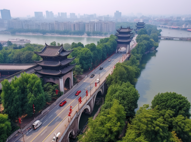 古老建筑城门城墙与现代公路道路景色,高清,摄影图,摄影图片,图片大全,摄影图免费下载